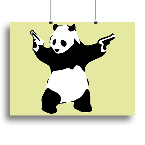 Banksy Panda Yellow Canvas Print or Poster