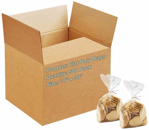 Pack of 500 Flat Poly Bags 18 x 30. X-Large Jumbo Clear Bags 18x30, 2