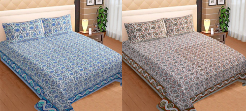 Creation Cotton Paisley Printed King Size Bedsheet with 2 Pillow Cover