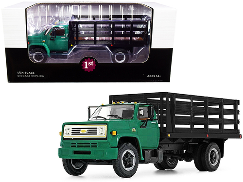 Chevrolet C65 Stake Truck Green and Black 1/34 Diecast Model by First
