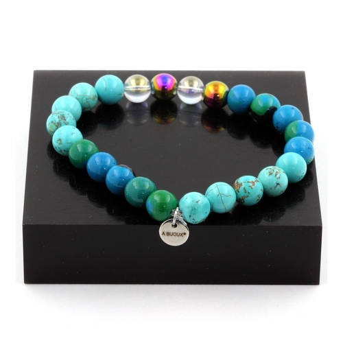Chrysocolla+Turquoise+Titanium Quartz+Multicolor Hematite Bracelet