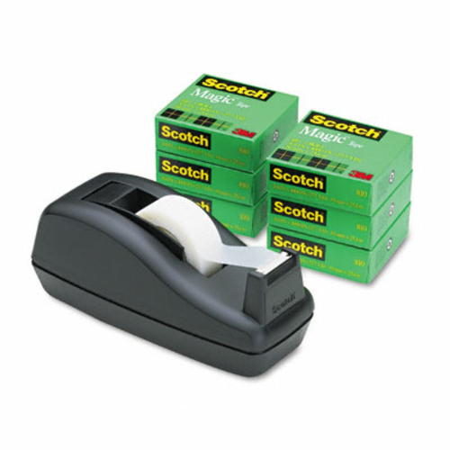 3M 810C40BK C40 Desk Tape Dispenser and Six Rolls Scotch Magic Tape  1