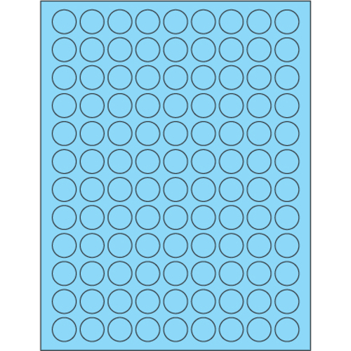 Tape Logic LL190BE 0.75 in. Fluorescent Pastel Blue Circle Laser Label