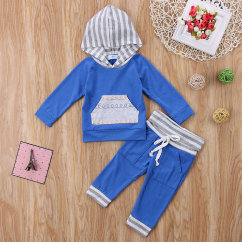 Newborn Baby Boys Outfits 2Pcs Hoodie Sweatshirt