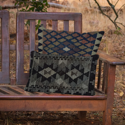 Kilim Handwoven Fuscous Gray Cushion Cover