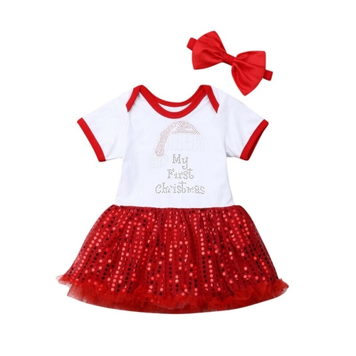 Christmas Toddler Kids Baby Girls Romper Dress 1st