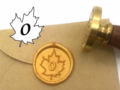 Initial Maple Leaf wax seal stamp Monogram Custom wedding seals