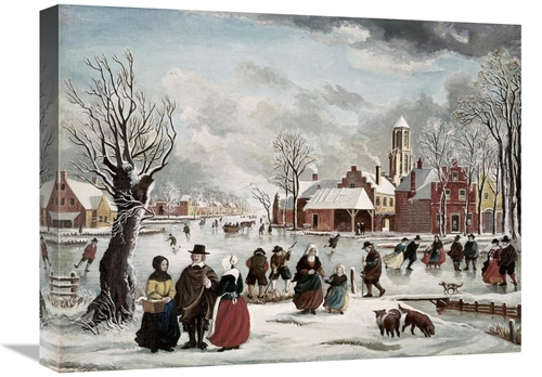 Global Gallery GCS-276832-22-142 22 in. Winter Life in Holland Art Pri