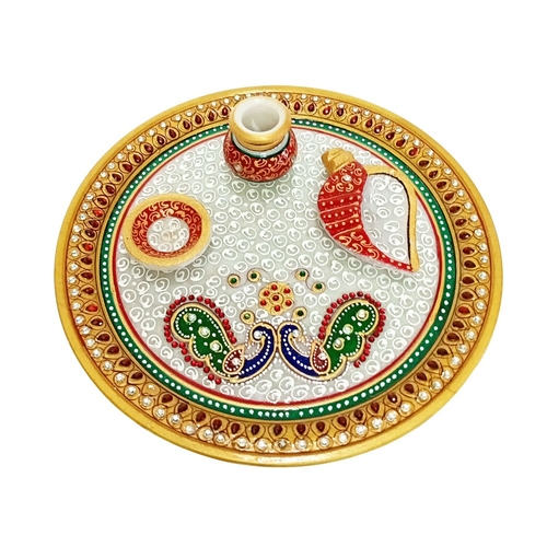 Marble Pooja Thali Set for Home Décor, Mandir & Office Approx Size (9