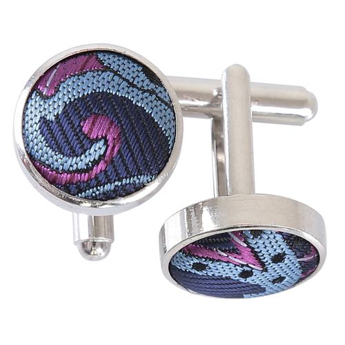 Cypress Paisley Cufflinks - Blue & Pink