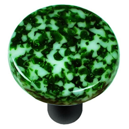 Hot Knobs HK8053-KRB Granite Light Metallic Green & White Round Glass 
