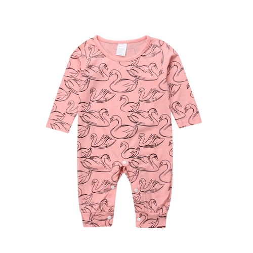 Newborn Kids Baby Girls Swan Romper Cotton