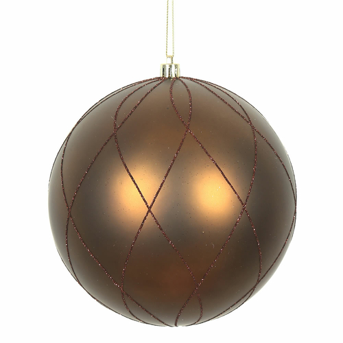 Vickerman N170776D 6 in. Mocha Matt Glitter Swirl Ornament Ball - 3 pe