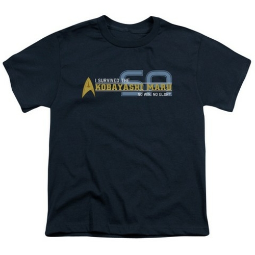 Trevco Star Trek-I Survived - Short Sleeve Youth 18-1 Tee - Navy, 