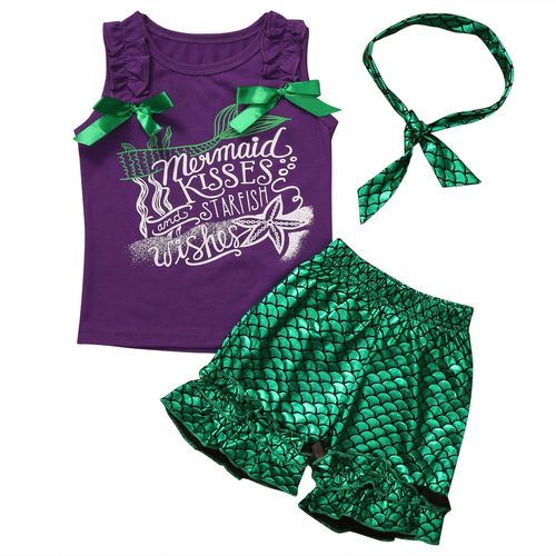 Little Girls Summer Mermaid Cothing Set Toddler