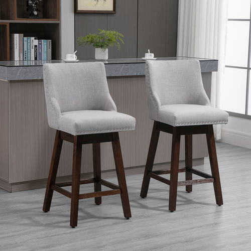 HOMCOM Swivel Bar stool Set of 2 Armless Upholstered Bar Chairs with