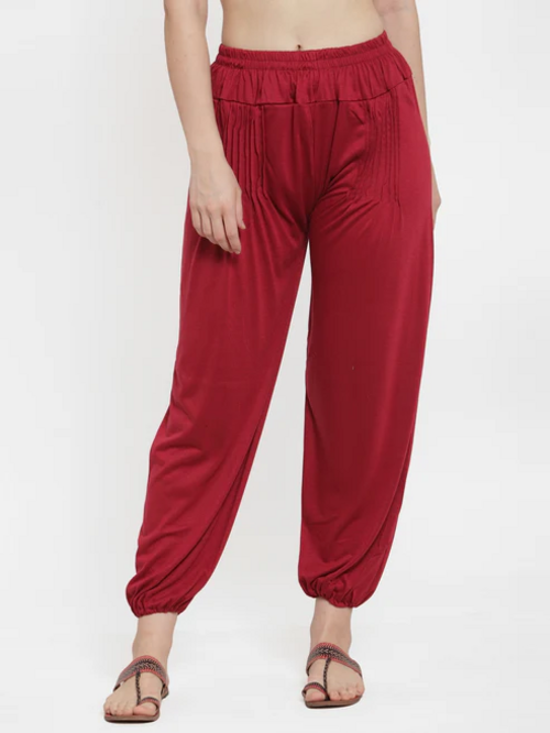 "Stylish Simplicity: Women's Maroon Modern Lycra Harem Pant"