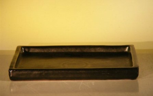 Black Ceramic Humidity/Drip Bonsai Tray (Rectangle) 10.75" x 7.25" x