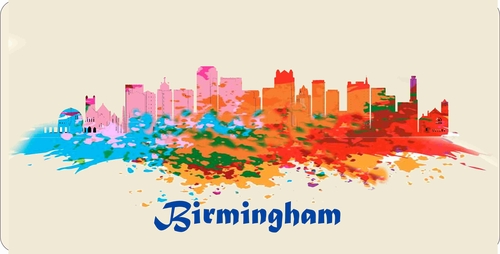 City Of Birmingham License Plate Watercolor Art