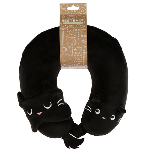 Feline Fine Relaxeazzz Plush Memory Foam Travel Pillow & Eye Mask Set