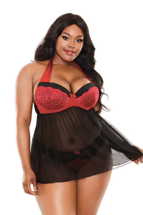 Sophia Halter Babydoll & Panty - 3x4x