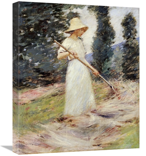 Global Gallery GCS-268478-22-142 22 in. Girl Raking Hay Art Print - Th