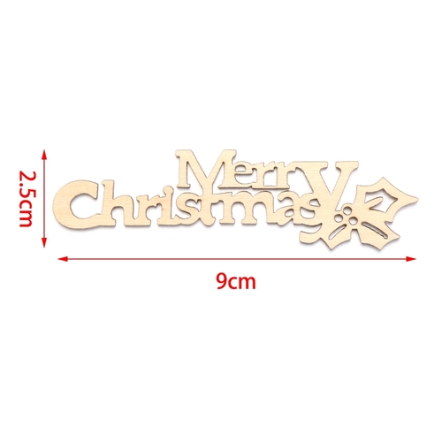 10PCS Merry Christmas DIY Laser Cut Wooden Slice