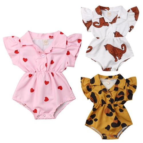 Vintage Baby Girl Infant Printed Summer Bodysuits
