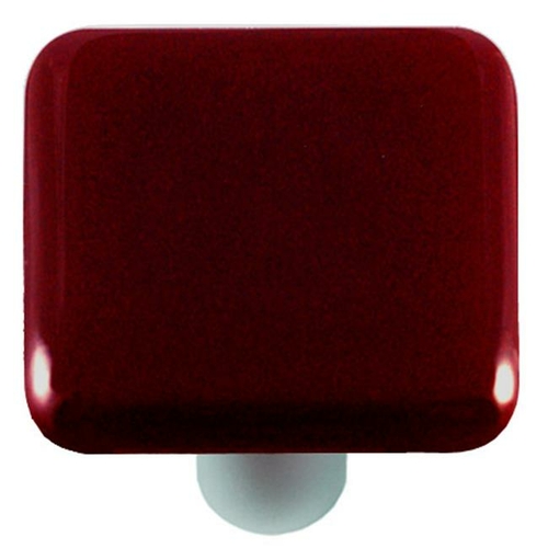Hot Knobs HK1005-KA Garnet Red Square Glass Cabinet Knob - Aluminum Po