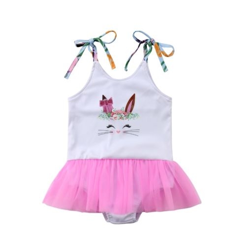 Cute Summer Newborn Baby Girls Flowers Cat O-Neck