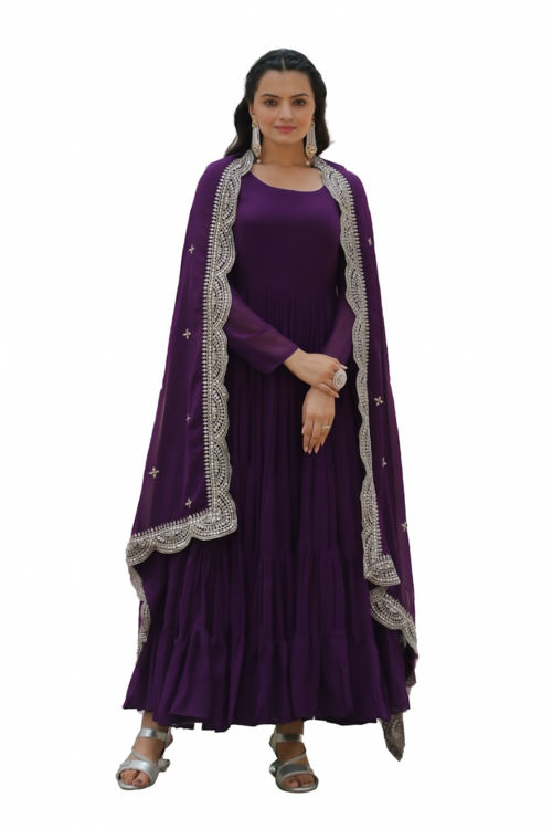 Main Elegant Traditional Women’s Ethnic Wear Set-Purple (Size-XS) | D305 image