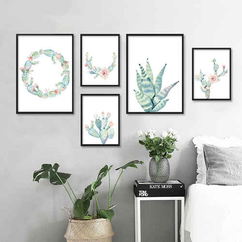 Watercolor Plant Cactus Decor Poster