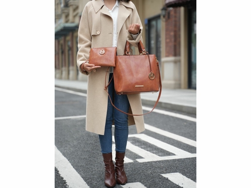 Beryl Snake embossed Vegan Leather Women Tote Bag with Wristlet 