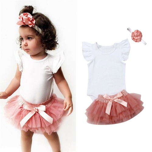 Cute Newborn Baby Girl Sets Clothes Flying Sleeve