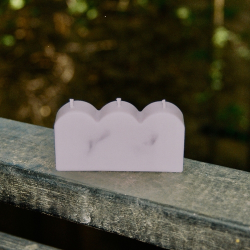 Scallop Soy Pillar Candle - Marble