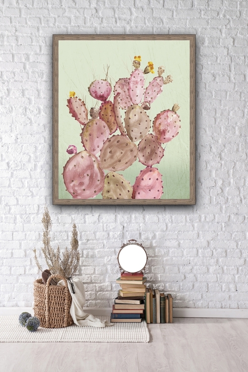 Somerset House Publishing V8187 42 x 37 in. Pink Cacti Framed Canvas A