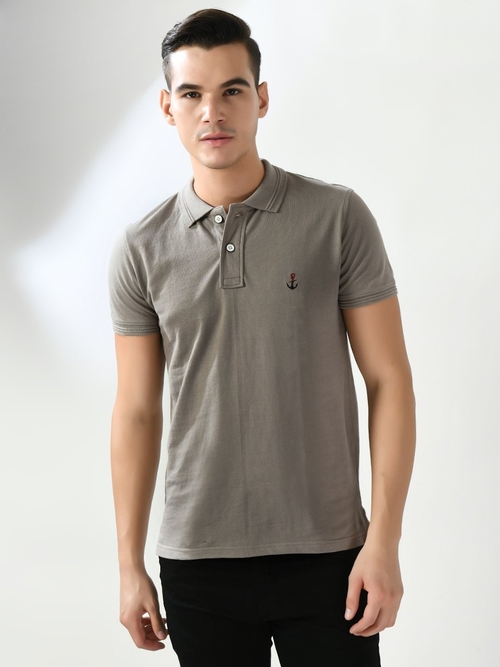 Men’s Premium Cotton Solid Polo Tshirt (Color Moss Grey) (Size XL)
