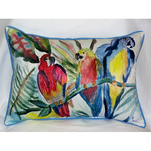 Betsy Drake HJ217 Parrot Family Art Only Pillow 15"x22"