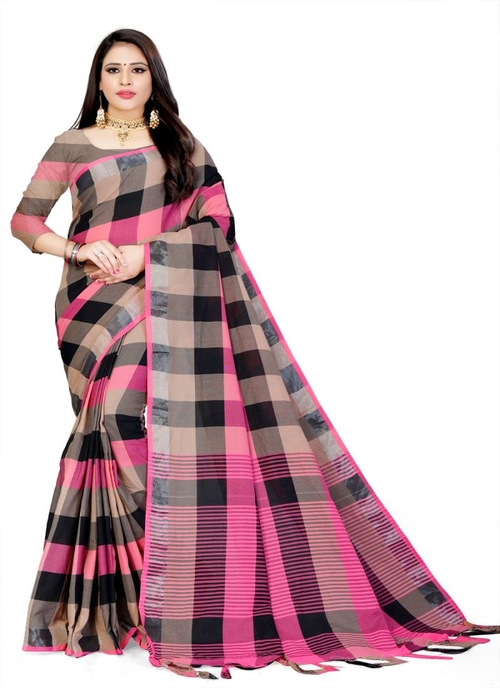 Generic Women's Cotton Saree (Multi, 5-6 Mtrs)