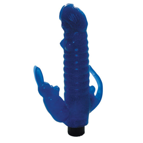 Ribbed Bunny Vibrator With Anal Tickler (Blue)