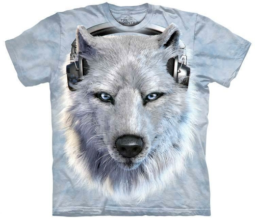 Mountain Corp. 1035183 3D Effect T-Shirt - WHITE WOLF DJ XL