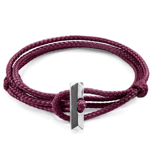 Aubergine Purple Oxford Silver and Rope Bracelet