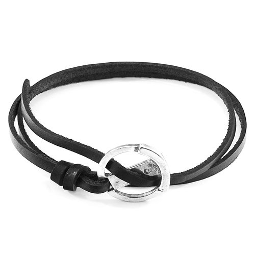 Coal Black Ketch Silver & Leather Bracelet