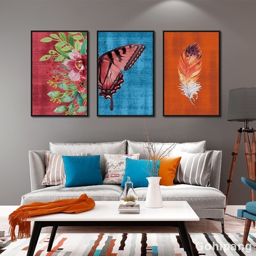 Nordic Creative Plants Butterfly Flowers Canvas