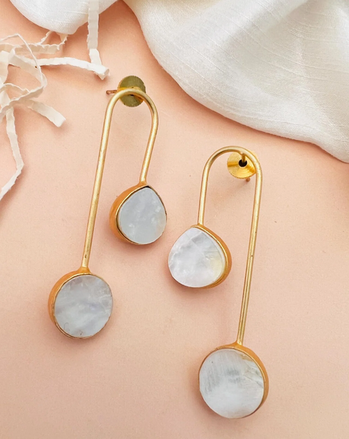 Fashionable Gold Plated Baroque Pearl Earrings