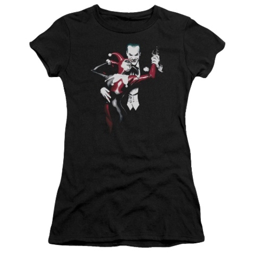 Trevco Batman-Harley And Joker - Short Sleeve Junior Sheer Tee - Black