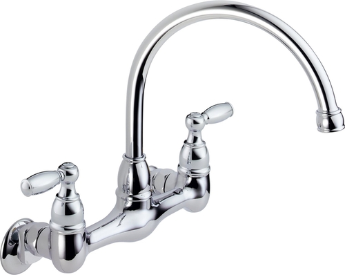 Masco 4360459 Two Handle Wall Mounted Kitchen Faucet, Chrome