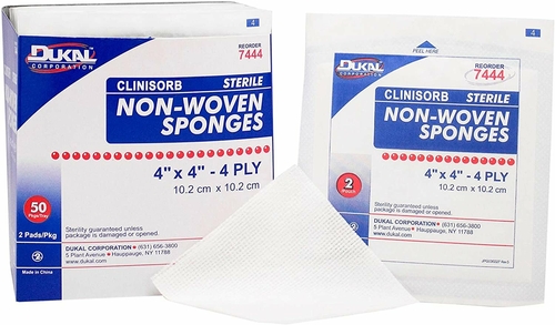 Dukal Non-Woven Sponges 4" x 4". Case of 1200 Highly Absorbent