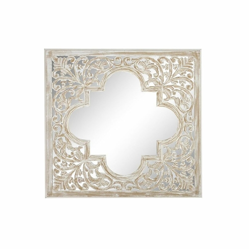 Wall mirror DKD Home Decor Crystal Brown 90 x 3 x 90 cm White Arab MDF