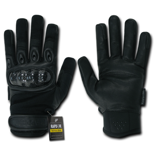 Rapid Dominance T41-PL-BLK-09 Carbon Fiber Hard Knucle Glove - Black&#